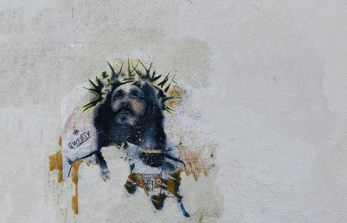 Graffiti of Jesus with a crown of thorns