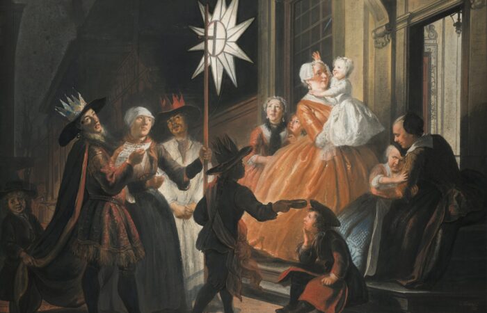 The painting Singing Round the Star on Twelfth Night by Cornelis Troost